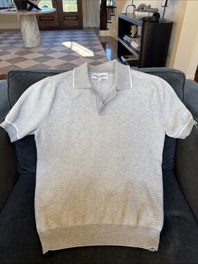Thomas Sterling  Men's Short-Sleeve Polo Sweater - Light Gray
